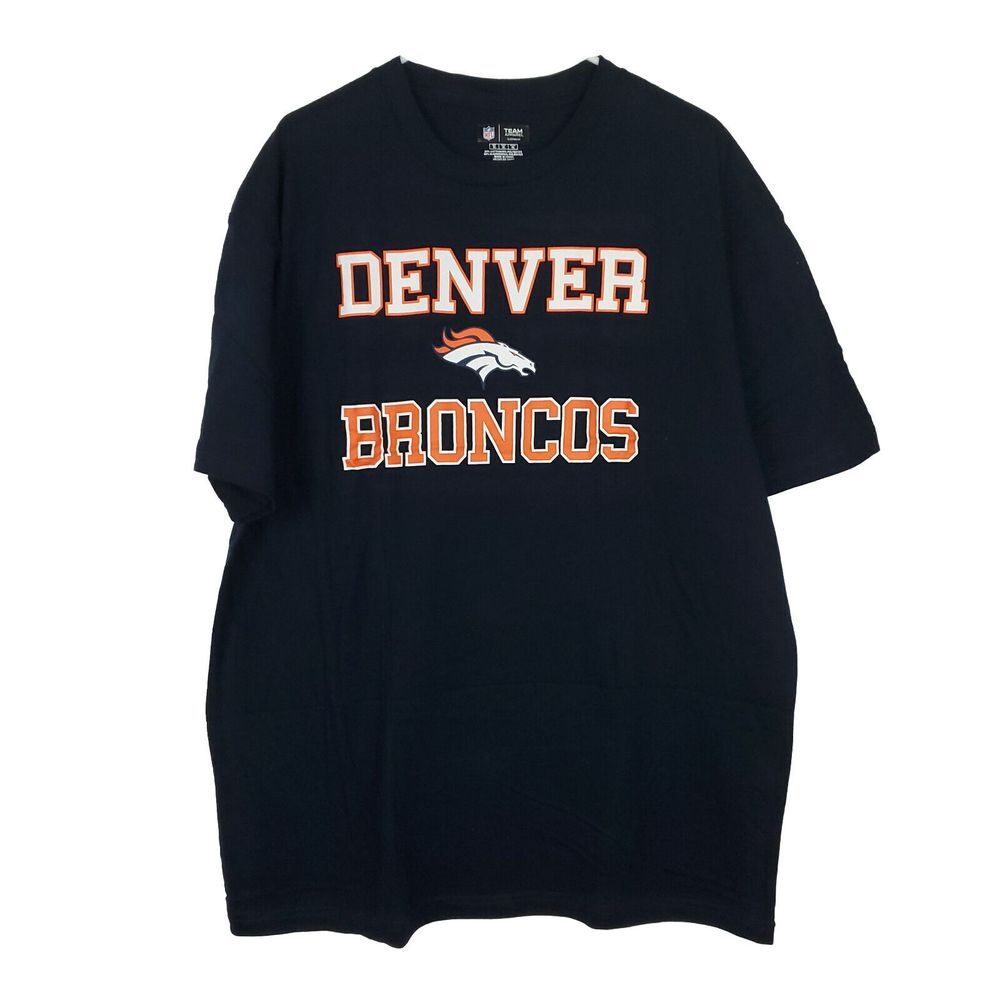 Denver Broncos‎ NFL XL XLarge Shirt Dark Navy Stacked Words Bronco Logo New